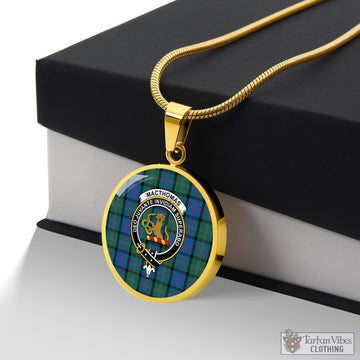 MacThomas Tartan Circle Necklace with Family Crest
