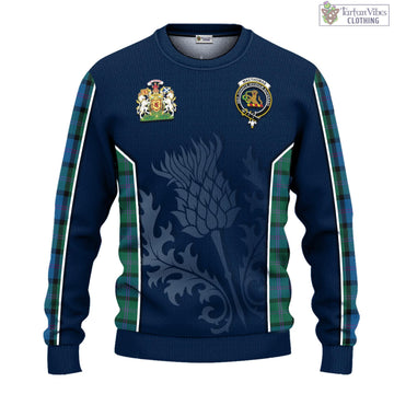 MacThomas (McThomas) Tartan Knitted Sweatshirt with Family Crest and Scottish Thistle Vibes Sport Style