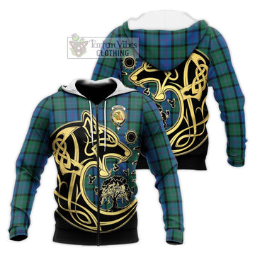 MacThomas (McThomas) Tartan Knitted Hoodie with Family Crest Celtic Wolf Style Unisex Knitted Zip Hoodie - Tartan Vibes Clothing