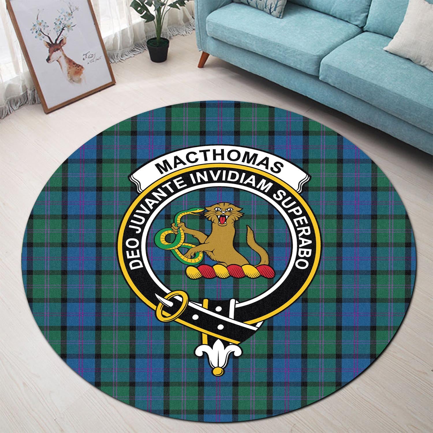 MacThomas (McThomas) Tartan Round Rug with Family Crest - Tartan Vibes Clothing