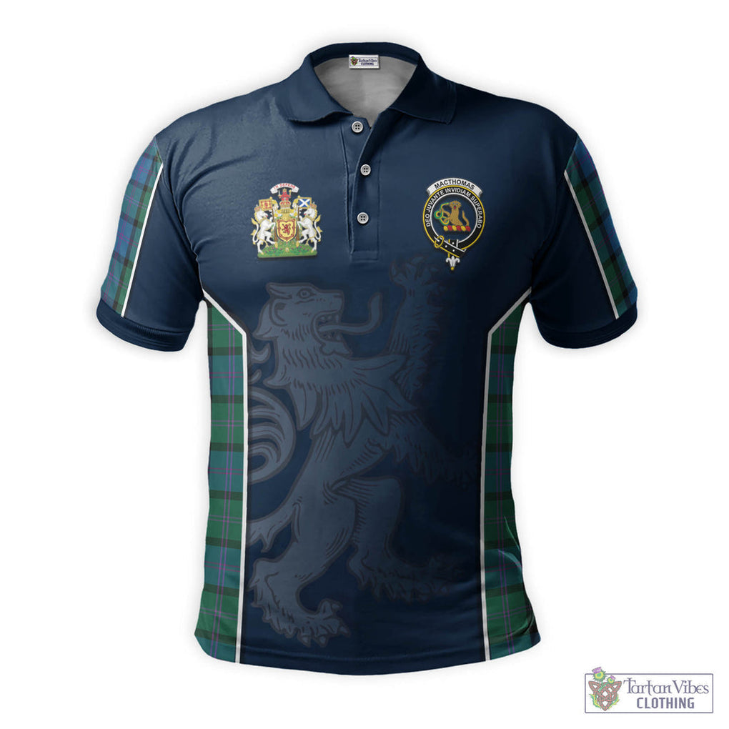 Tartan Vibes Clothing MacThomas Tartan Men's Polo Shirt with Family Crest and Lion Rampant Vibes Sport Style