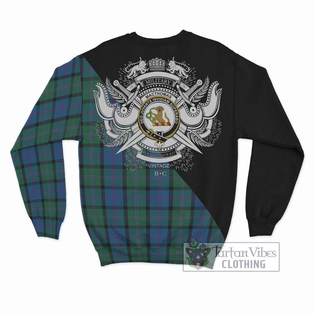 MacThomas (McThomas) Tartan Sweatshirt with Family Crest and Military Logo Style - Tartan Vibes Clothing