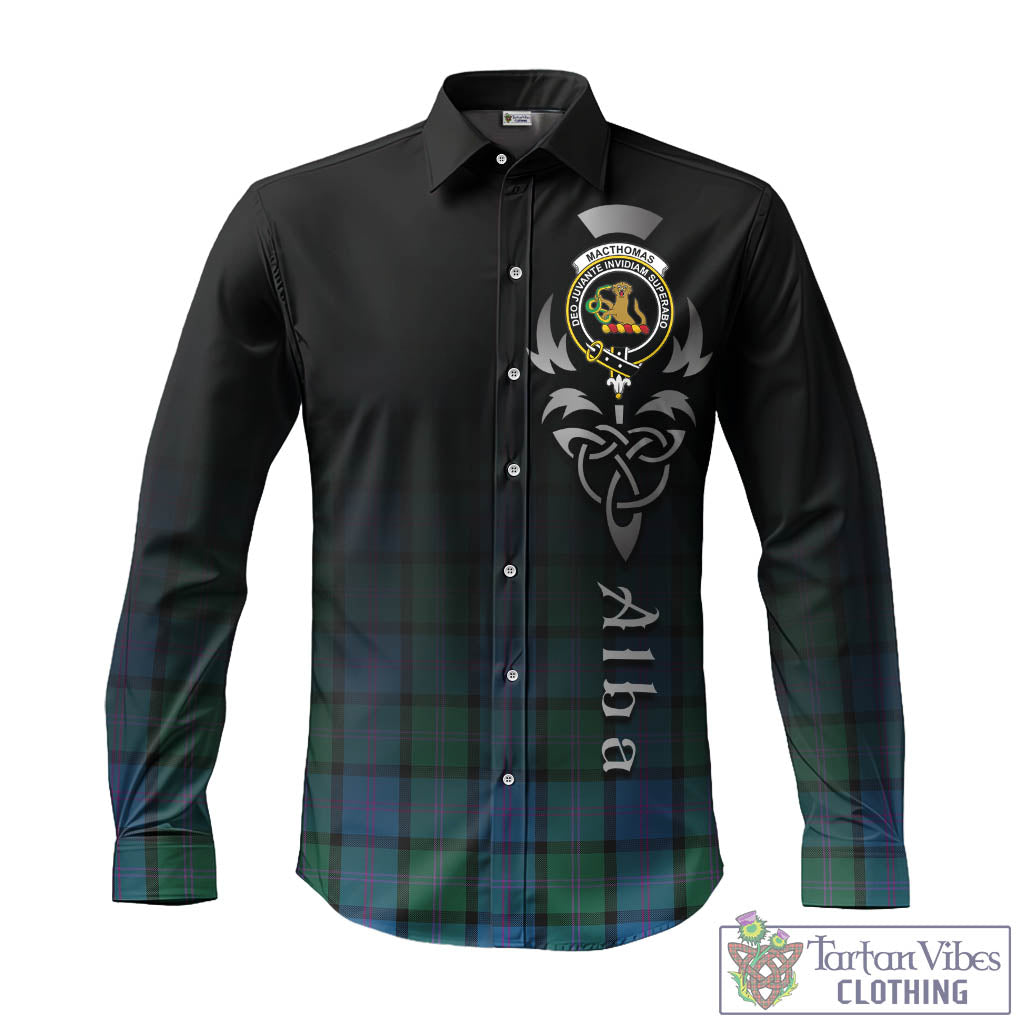MacThomas (McThomas) Tartan Long Sleeve Button Up Featuring Alba Gu Brath Family Crest Celtic Inspired - Tartan Vibes Clothing