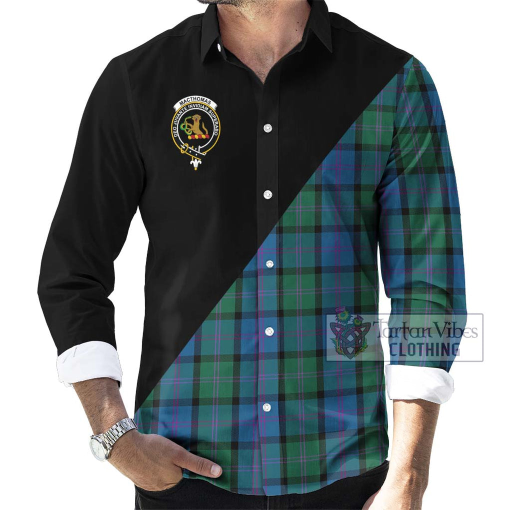 MacThomas (McThomas) Tartan Long Sleeve Button Shirt with Family Crest and Military Logo Style - Tartanvibesclothing Shop