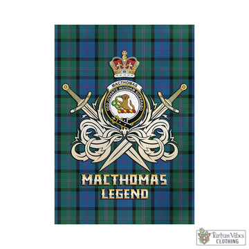 MacThomas (McThomas) Tartan Garden Flag with Clan Crest and the Golden Sword of Courageous Legacy