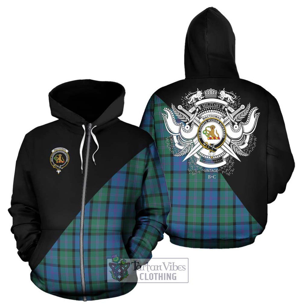 MacThomas (McThomas) Tartan Hoodie with Family Crest and Military Logo Style - Tartan Vibes Clothing