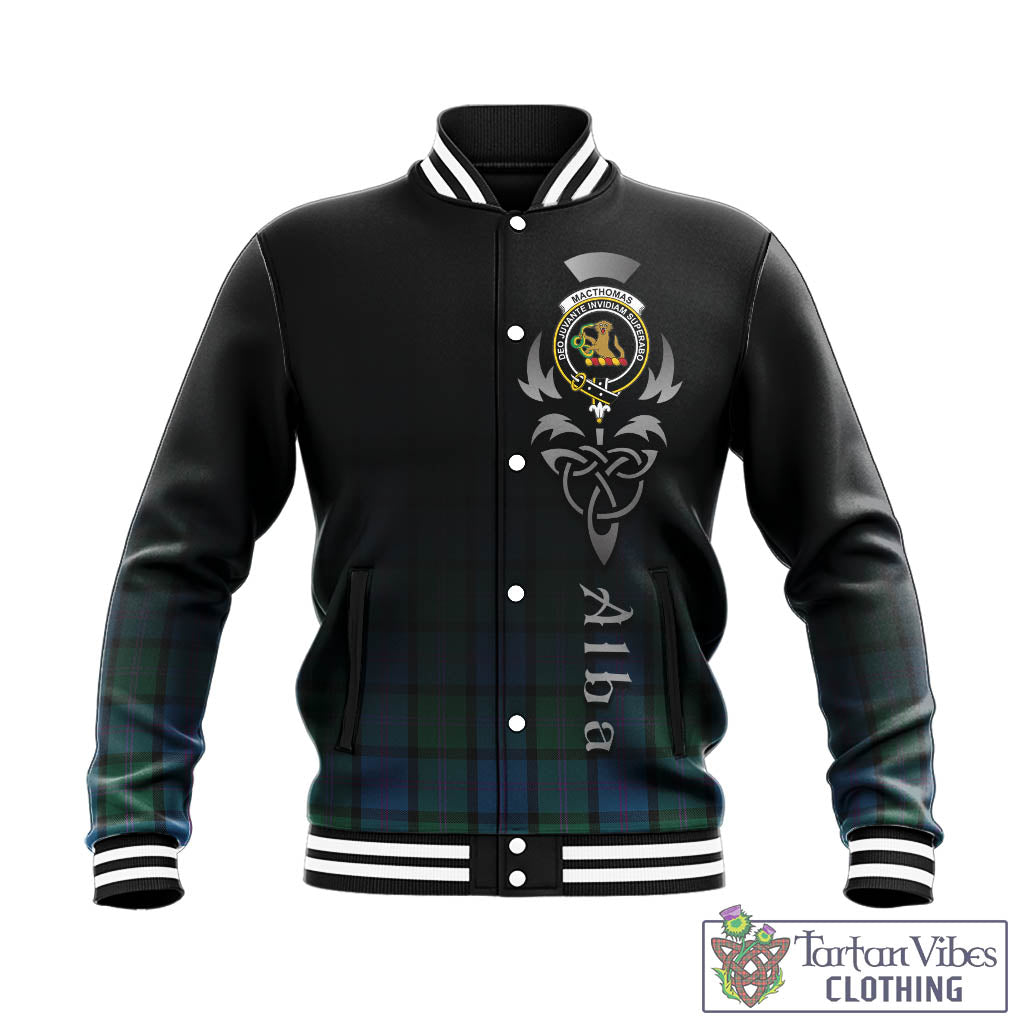 MacThomas (McThomas) Tartan Baseball Jacket Featuring Alba Gu Brath Family Crest Celtic Inspired - Tartan Vibes Clothing