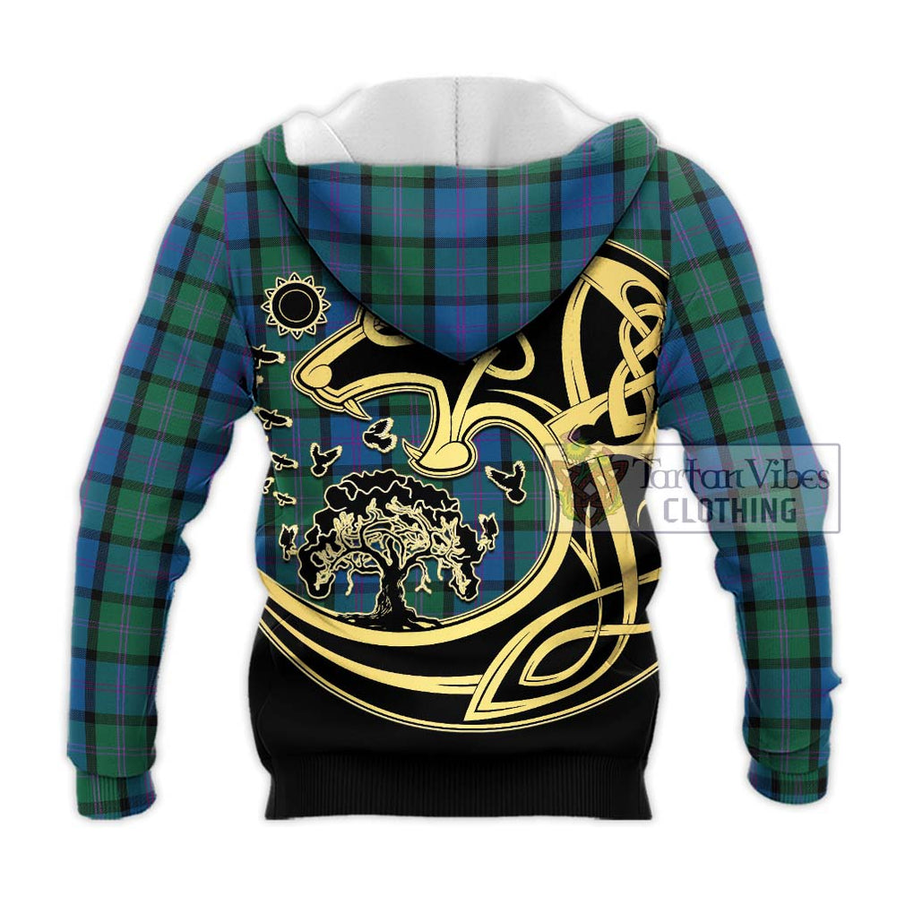 MacThomas (McThomas) Tartan Knitted Hoodie with Family Crest Celtic Wolf Style - Tartan Vibes Clothing