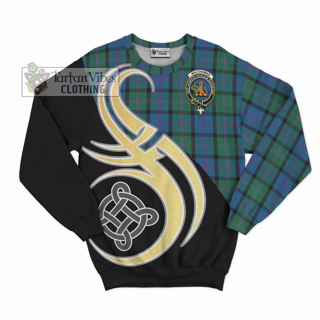 MacThomas (McThomas) Tartan Sweatshirt with Family Crest and Celtic Symbol Style - Tartan Vibes Clothing