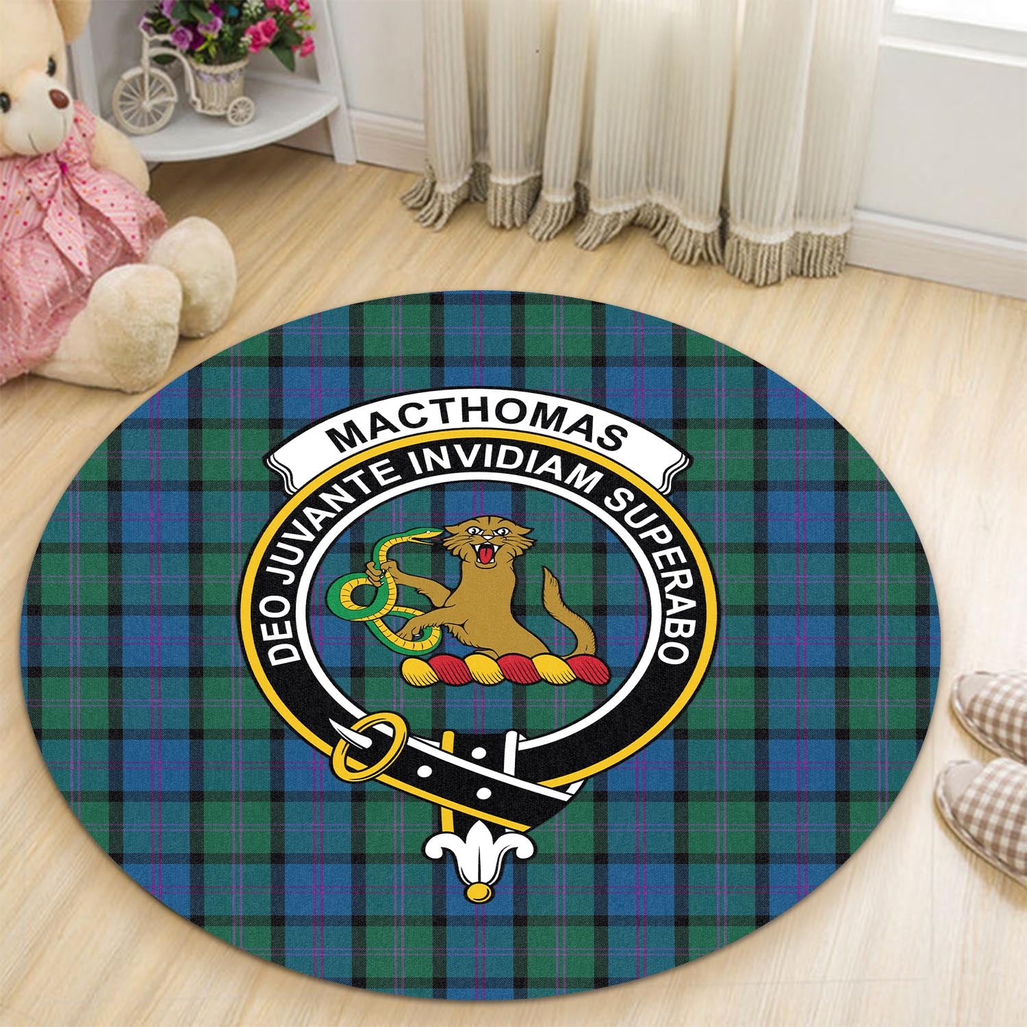 MacThomas (McThomas) Tartan Round Rug with Family Crest - Tartan Vibes Clothing