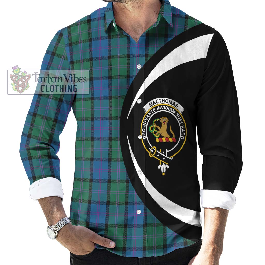 MacThomas (McThomas) Tartan Long Sleeve Button Up with Family Crest Circle Style - Tartan Vibes Clothing