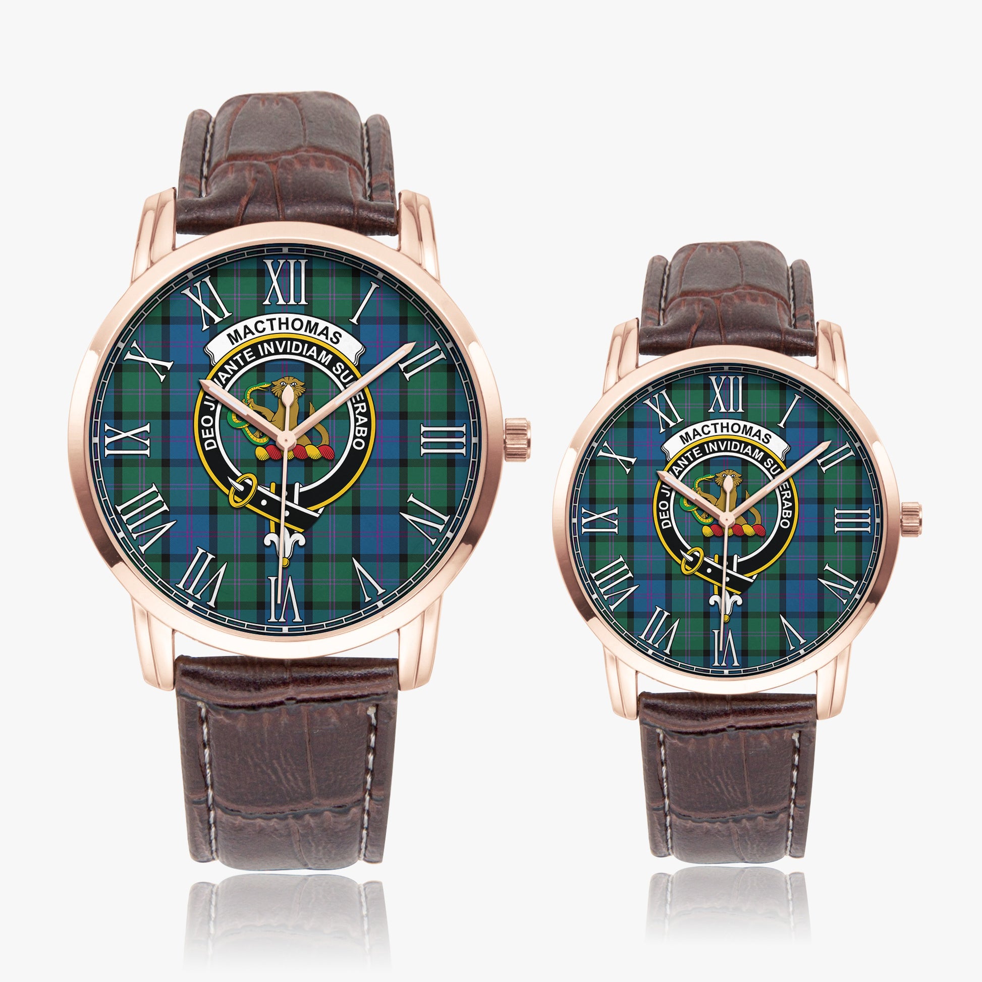 MacThomas (McThomas) Tartan Family Crest Leather Strap Quartz Watch - Tartan Vibes Clothing