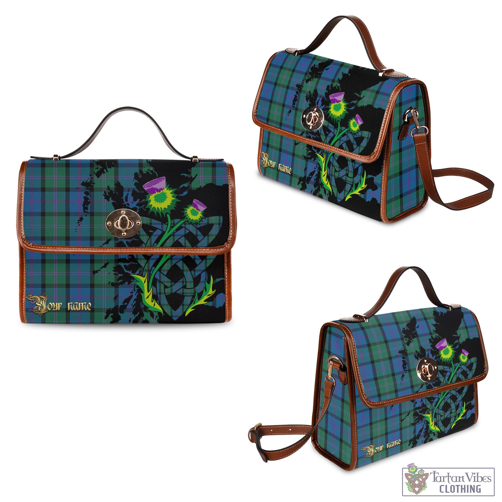 Tartan Vibes Clothing MacThomas Tartan Waterproof Canvas Bag with Scotland Map and Thistle Celtic Accents