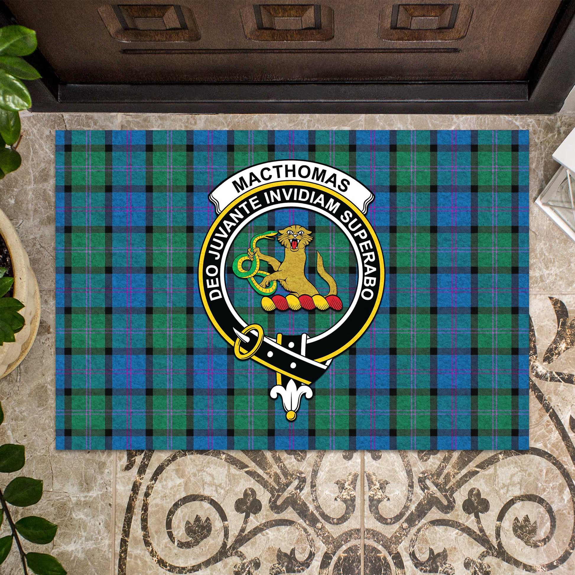 MacThomas (McThomas) Tartan Rubber Doormat with Family Crest - Tartan Vibes Clothing