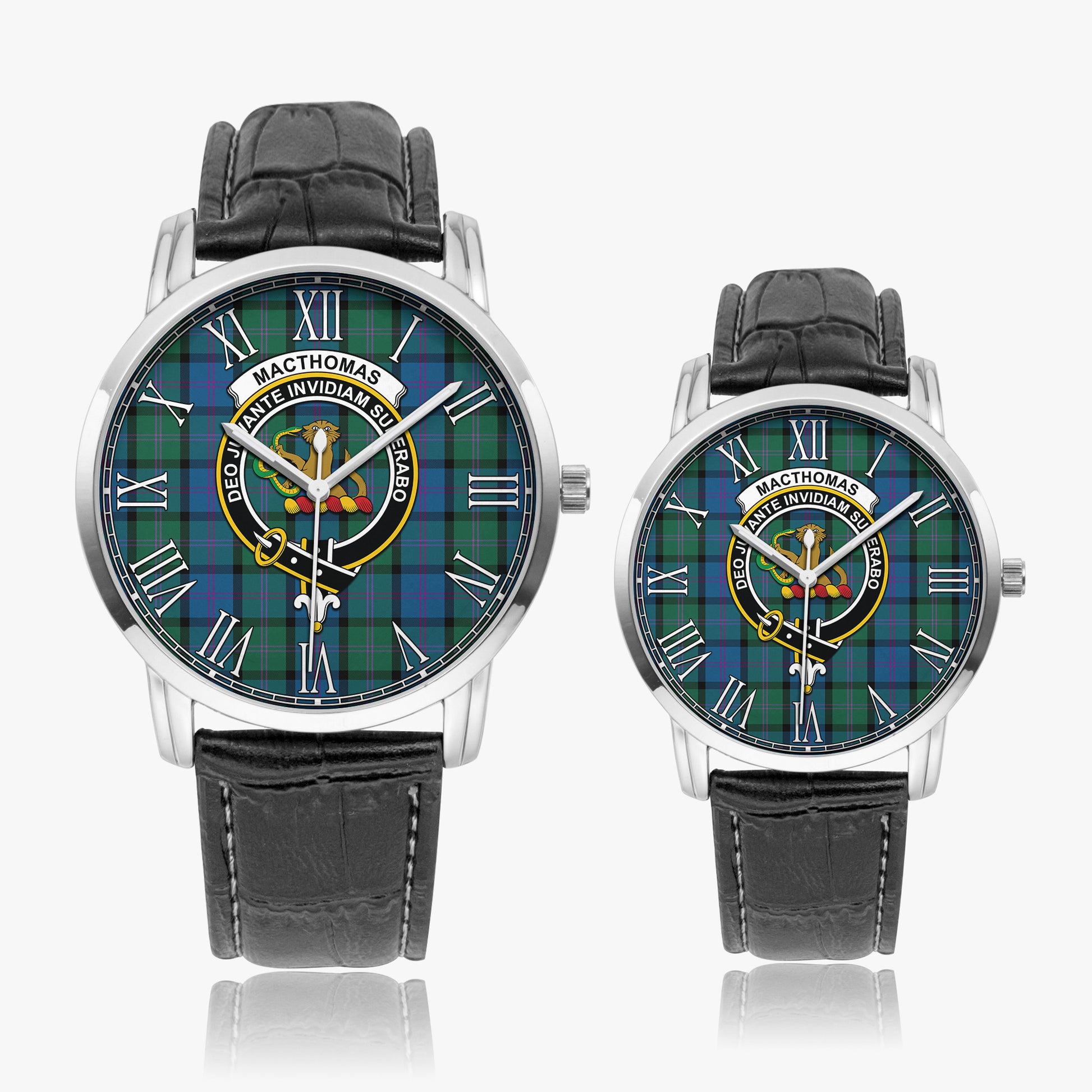 MacThomas (McThomas) Tartan Family Crest Leather Strap Quartz Watch - Tartan Vibes Clothing