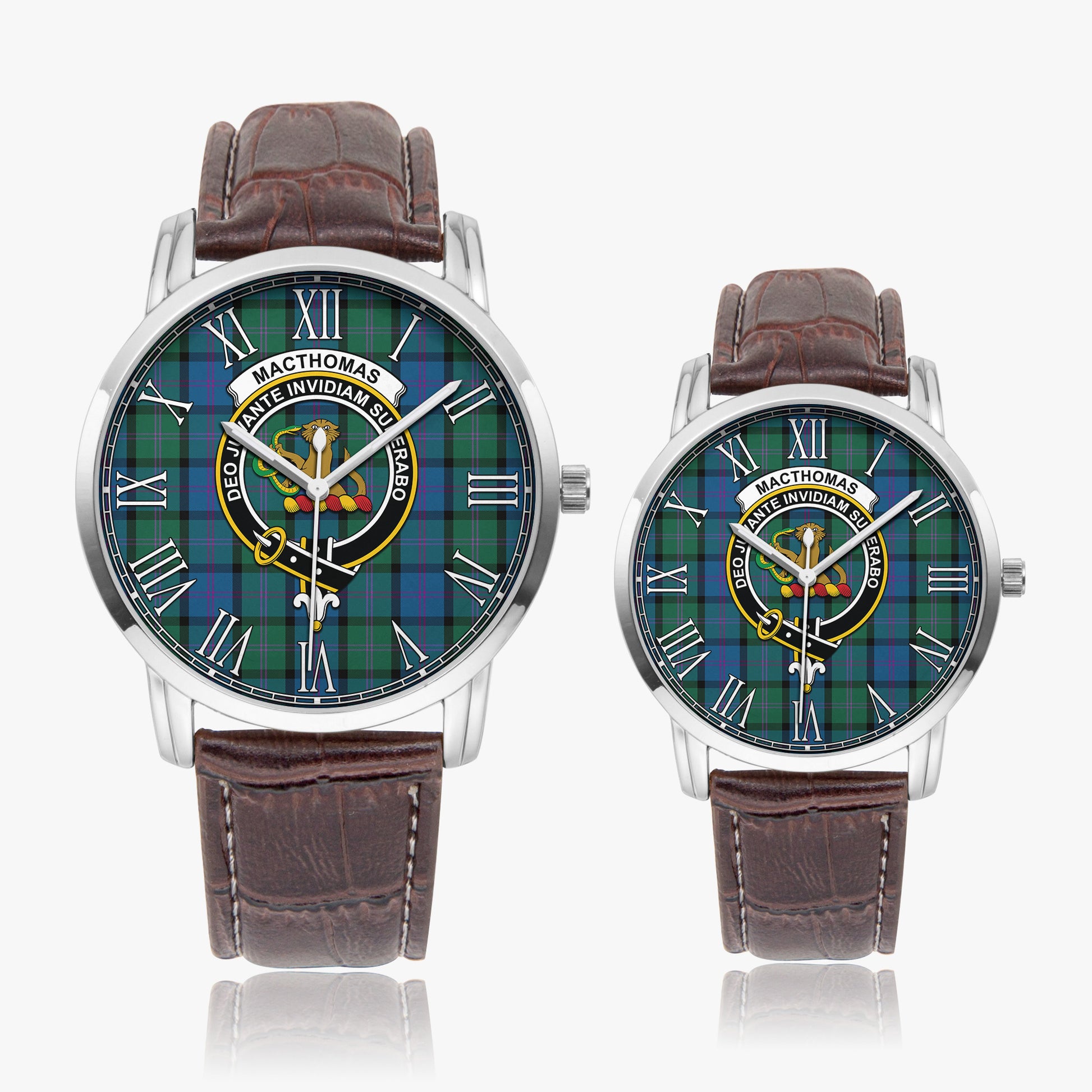 MacThomas (McThomas) Tartan Family Crest Leather Strap Quartz Watch - Tartan Vibes Clothing