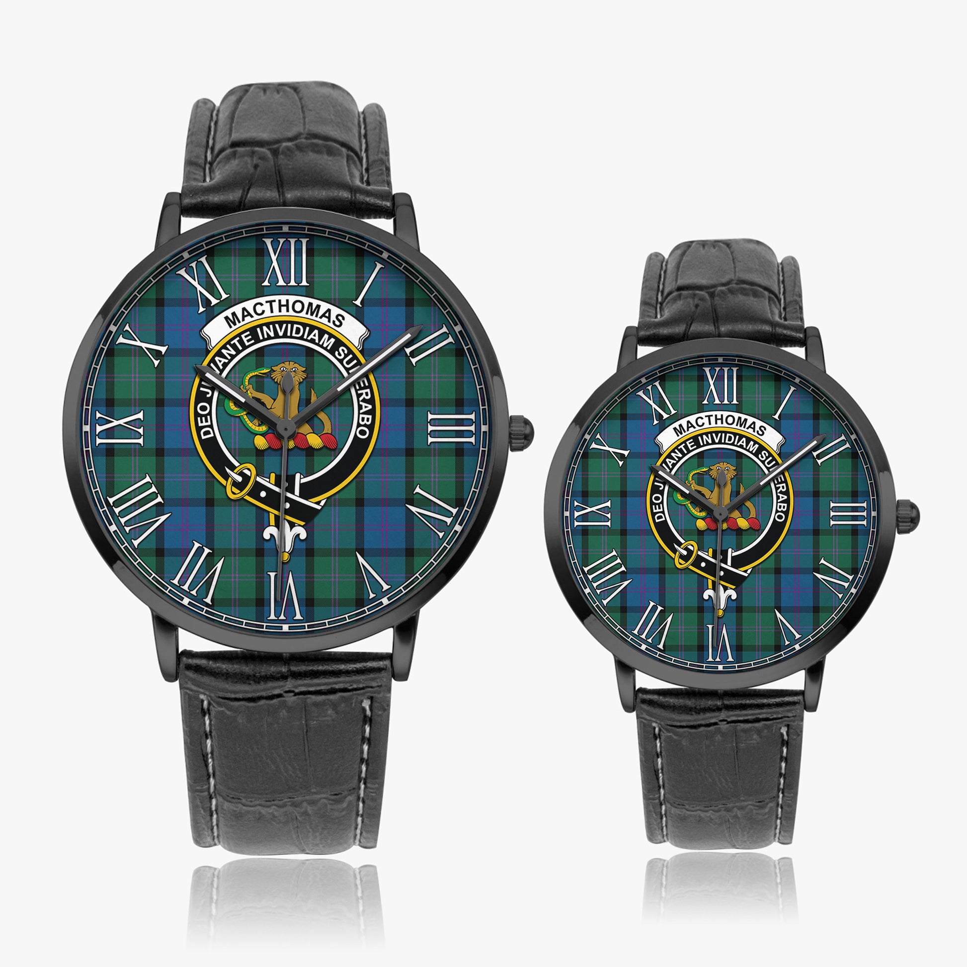 MacThomas (McThomas) Tartan Family Crest Leather Strap Quartz Watch - Tartan Vibes Clothing