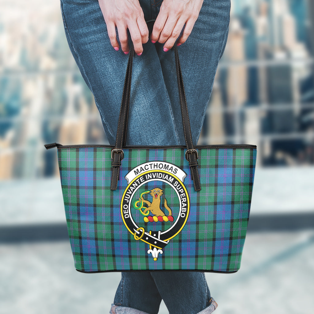 MacThomas (McThomas) Tartan Leather Tote Bag with Family Crest - Tartan Vibes Clothing