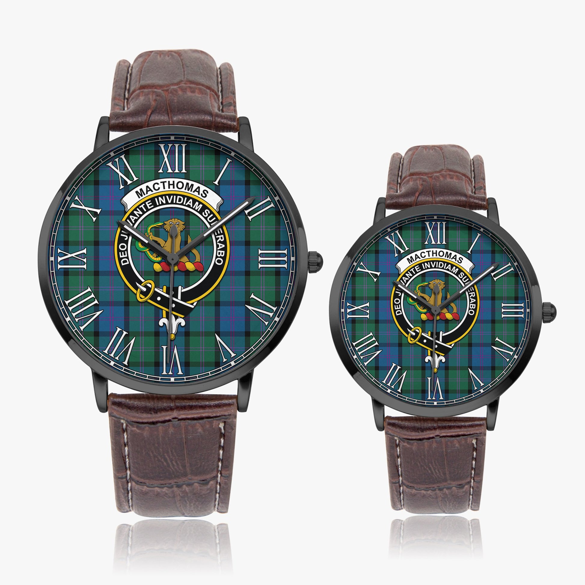 MacThomas (McThomas) Tartan Family Crest Leather Strap Quartz Watch - Tartan Vibes Clothing
