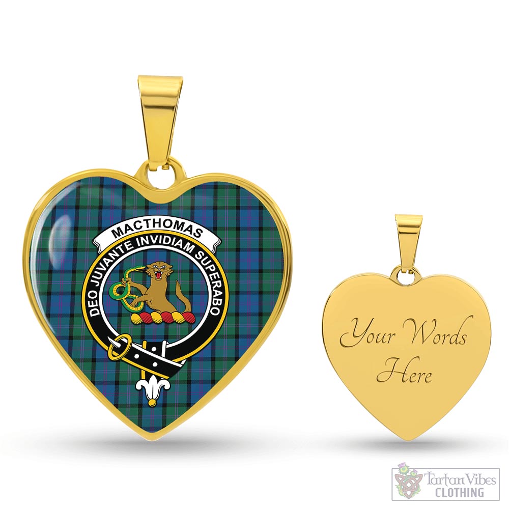 MacThomas (McThomas) Tartan Heart Necklace with Family Crest Luxury Necklace (Gold) Yes - Tartan Vibes Clothing