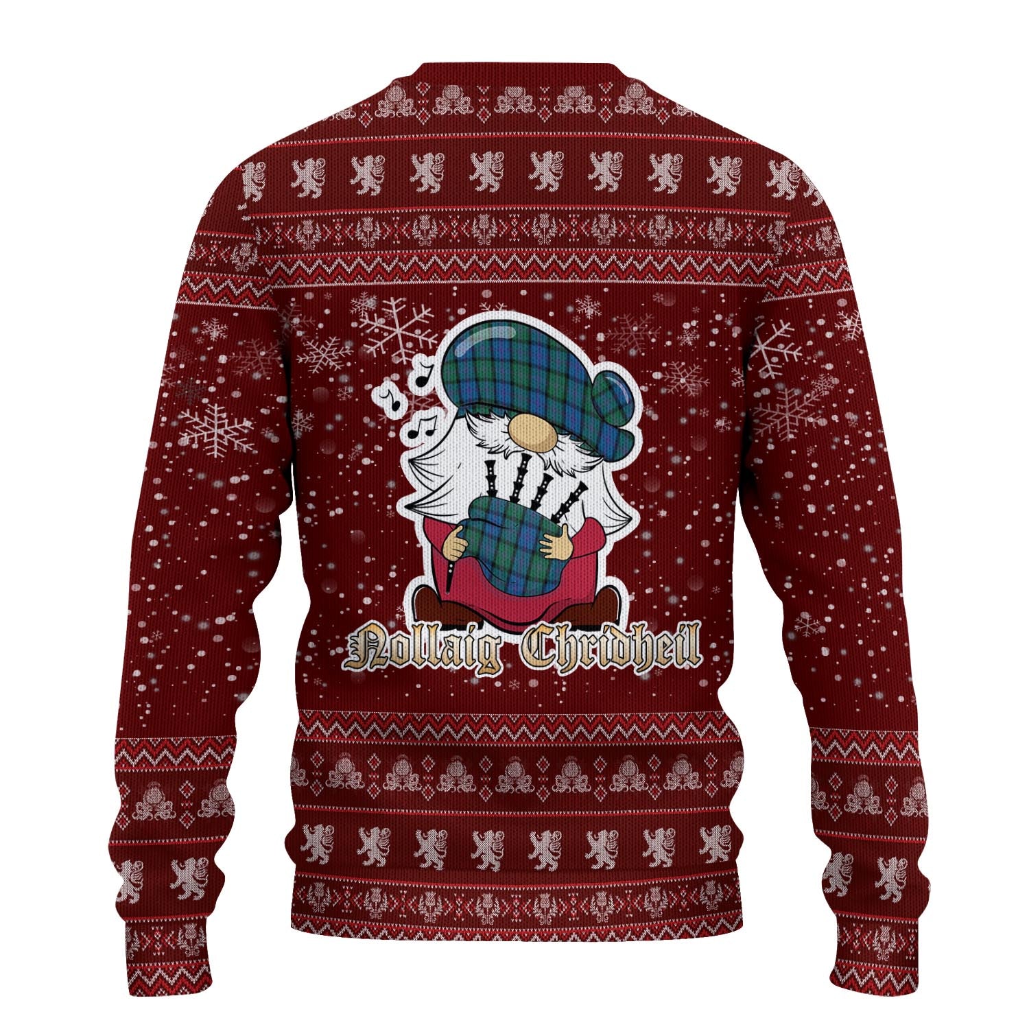 MacThomas Clan Christmas Family Knitted Sweater with Funny Gnome Playing Bagpipes - Tartanvibesclothing