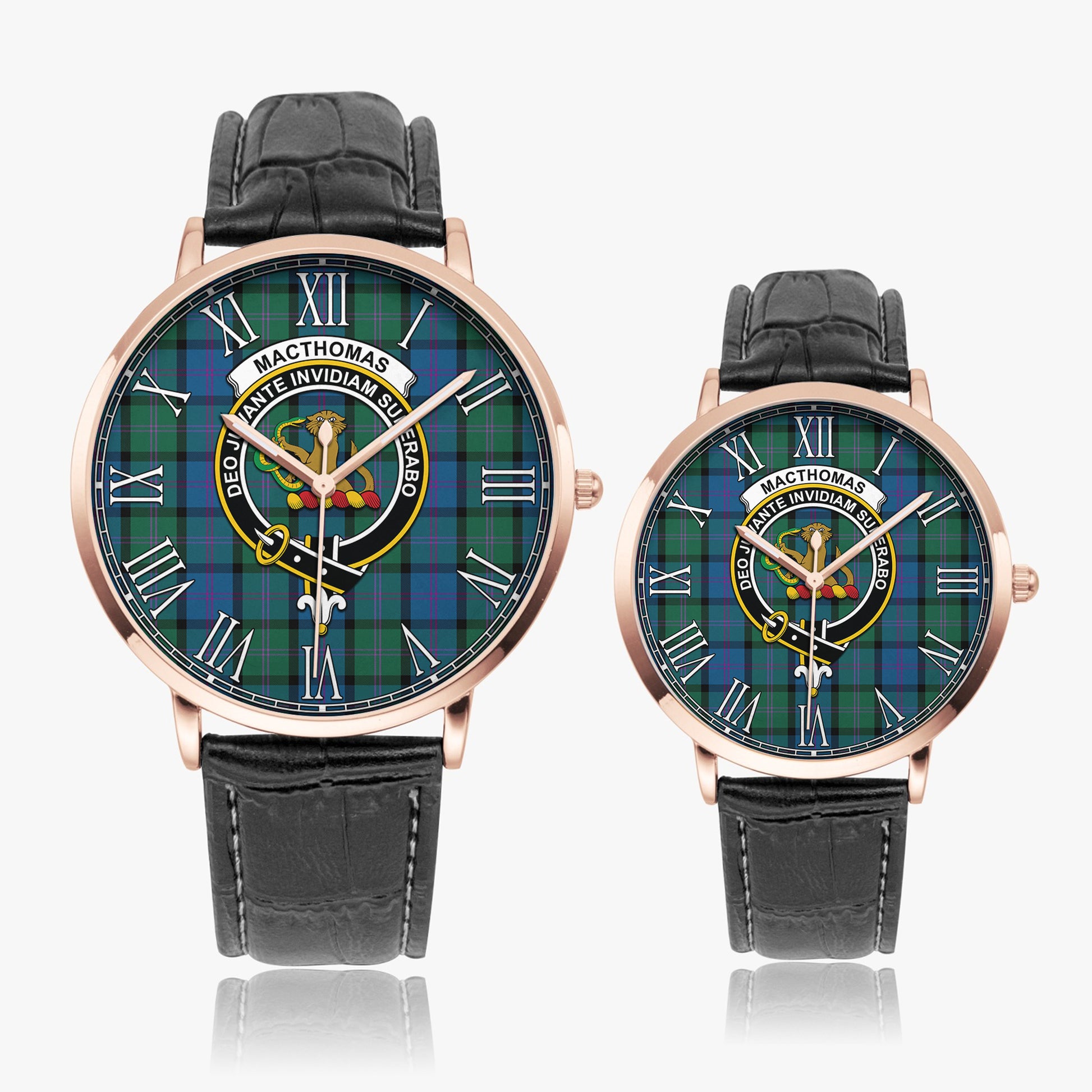 MacThomas (McThomas) Tartan Family Crest Leather Strap Quartz Watch - Tartan Vibes Clothing