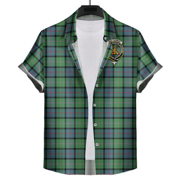 MacThomas Ancient Tartan Short Sleeve Button Down Shirt with Family Crest