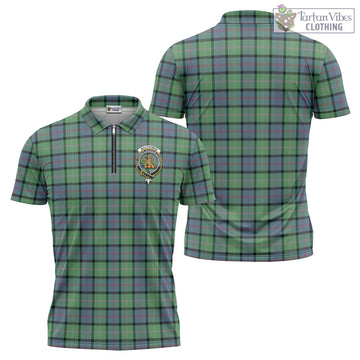 MacThomas Ancient Tartan Zipper Polo Shirt with Family Crest