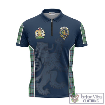 MacThomas Ancient Tartan Zipper Polo Shirt with Family Crest and Lion Rampant Vibes Sport Style