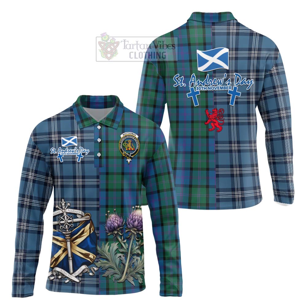 MacThomas (McThomas) Tartan Long Sleeve Polo Shirt Happy St. Andrew's Day Half Tartan Style Unisex - Tartan Vibes Clothing