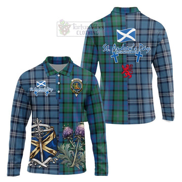 MacThomas (McThomas) Tartan Long Sleeve Polo Shirt Happy St. Andrew's Day Half Tartan Style Unisex - Tartan Vibes Clothing