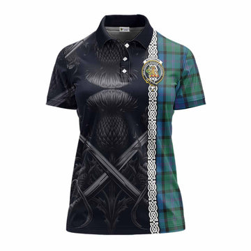 MacThomas (McThomas) Tartan Women's Polo Shirt with Family Crest Cross Sword Thistle Celtic Vibes Women - Tartan Vibes Clothing