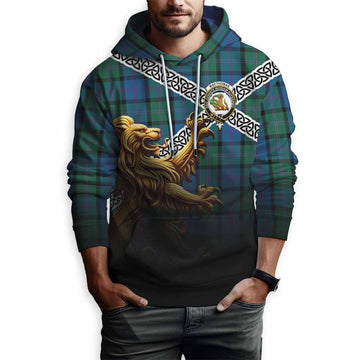 MacThomas (McThomas) Crest Tartan Hoodie with Golden Lion Emblem Celtic Style Pullover Hoodie - Tartan Vibes Clothing