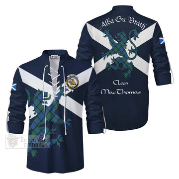 MacThomas (McThomas) Tartan Lion Rampant Ghillie Kilt Shirt Proudly Display Your Heritage with Alba Gu Brath and Clan Name Men - Tartan Vibes Clothing