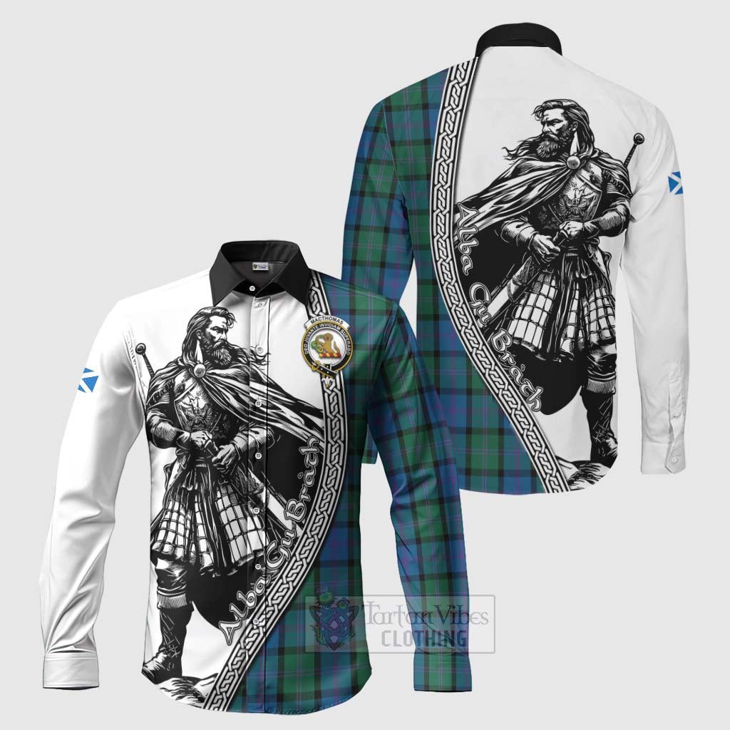 MacThomas (McThomas) Tartan Clan Crest Long Sleeve Button Shirt with Highlander Warrior Celtic Style Men's Shirt S - Tartan Vibes Clothing