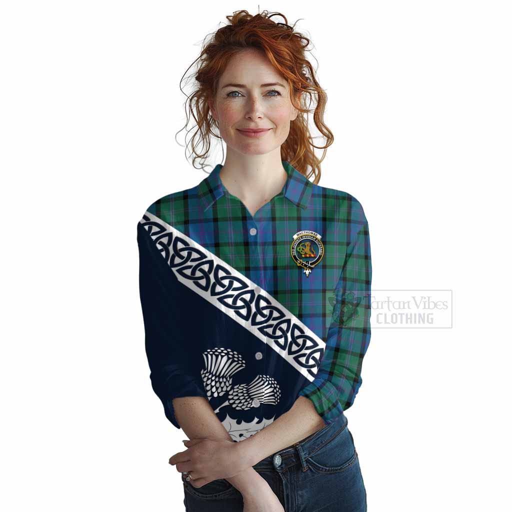 MacThomas (McThomas) Tartan Women's Casual Shirt Featuring Thistle and Scotland Map Female - Tartan Vibes Clothing