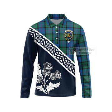 MacThomas (McThomas) Tartan Long Sleeve Polo Shirt Featuring Thistle and Scotland Map Unisex - Tartan Vibes Clothing