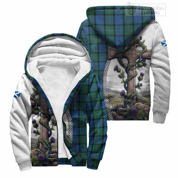MacThomas (McThomas) Tartan Sherpa Hoodie with Family Crest and St. Andrew's Cross Accented by Thistle Vines Unisex S - Tartan Vibes Clothing