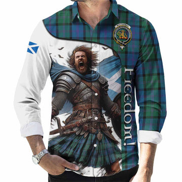 Tartan Vibes Clothing MacThomas (McThomas) Crest Tartan Long Sleeve Button Shirt Inspired by the Freedom of Scottish Warrior