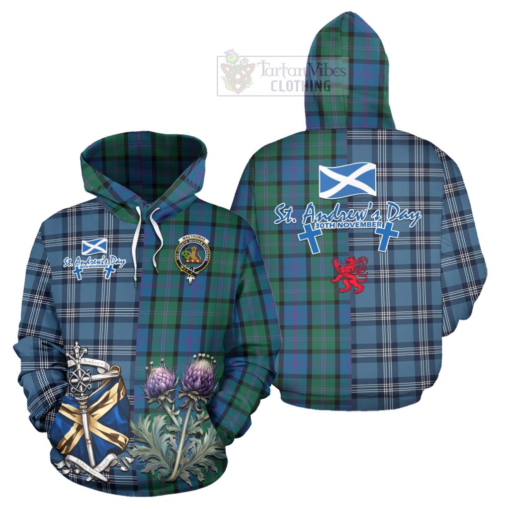 MacThomas (McThomas) Tartan Hoodie Happy St. Andrew's Day Half Tartan Style Zip Hoodie - Tartan Vibes Clothing