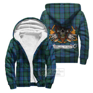 MacThomas (McThomas) Tartan Sherpa Hoodie with Family Crest and Bearded Skull Holding Bottles of Whiskey Unisex S - Tartan Vibes Clothing