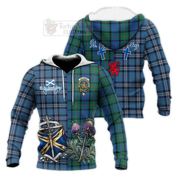 MacThomas (McThomas) Tartan Knitted Hoodie Happy St. Andrew's Day Half Tartan Style Unisex Knitted Pullover Hoodie - Tartan Vibes Clothing