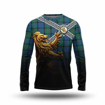 MacThomas (McThomas) Crest Tartan Long Sleeve T-Shirt with Golden Lion Emblem Celtic Style Unisex - Tartan Vibes Clothing