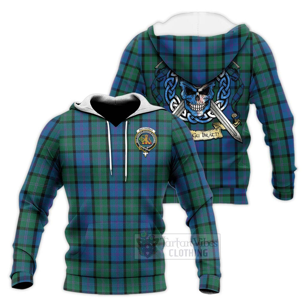 MacThomas (McThomas) Tartan Knitted Hoodie with Family Crest Celtic Skull Style Unisex Knitted Pullover Hoodie - Tartan Vibes Clothing