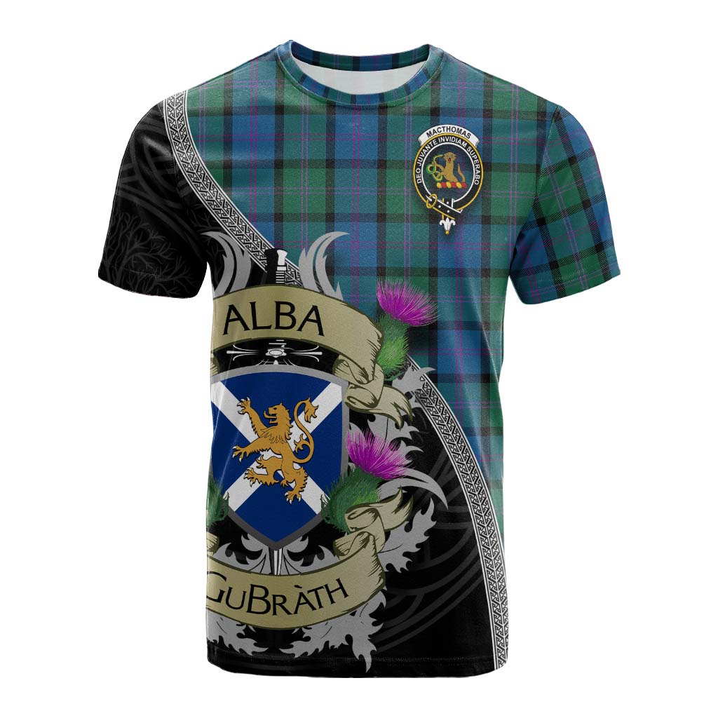 MacThomas (McThomas) Tartan Family Crest Cotton T-shirt Lion Rampant Royal Thistle Shield Celtic Inspired Kid's Shirt - Tartan Vibes Clothing
