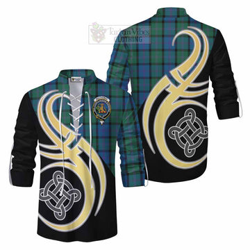 MacThomas (McThomas) Tartan Ghillie Kilt Shirt with Family Crest and Celtic Symbol Style Men - Tartan Vibes Clothing