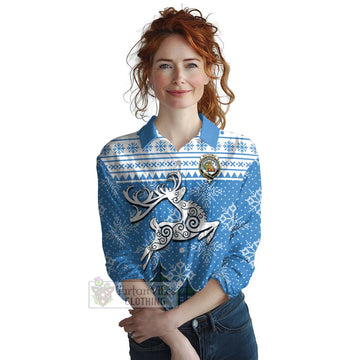 MacThomas (McThomas) Clan Christmas Women's Casual Shirt Celtic Reindeer Style Female - Tartan Vibes Clothing