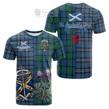 MacThomas (McThomas) Tartan Cotton T-shirt Happy St. Andrew's Day Half Tartan Style Kid's Shirt - Tartan Vibes Clothing