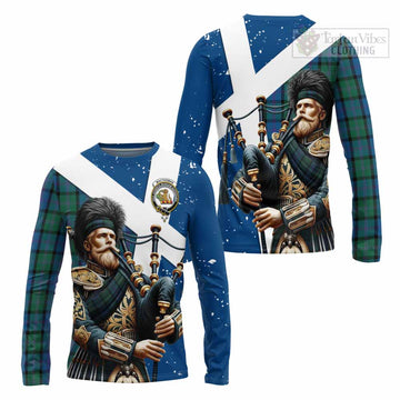 MacThomas (McThomas) Tartan Long Sleeve T-Shirt with Family Crest Scottish Bagpiper Vibes Unisex - Tartan Vibes Clothing