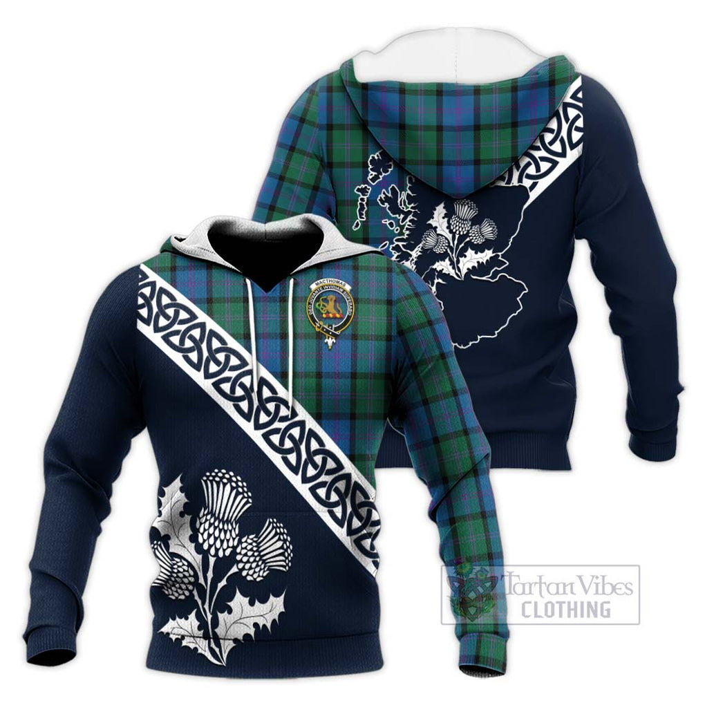 MacThomas (McThomas) Tartan Knitted Hoodie Featuring Thistle and Scotland Map Unisex Knitted Pullover Hoodie - Tartan Vibes Clothing
